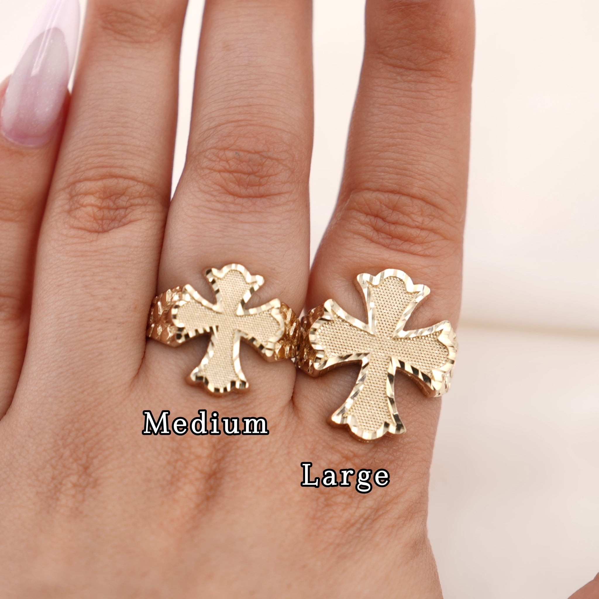 14k Gold Large Cross Nugget Ring