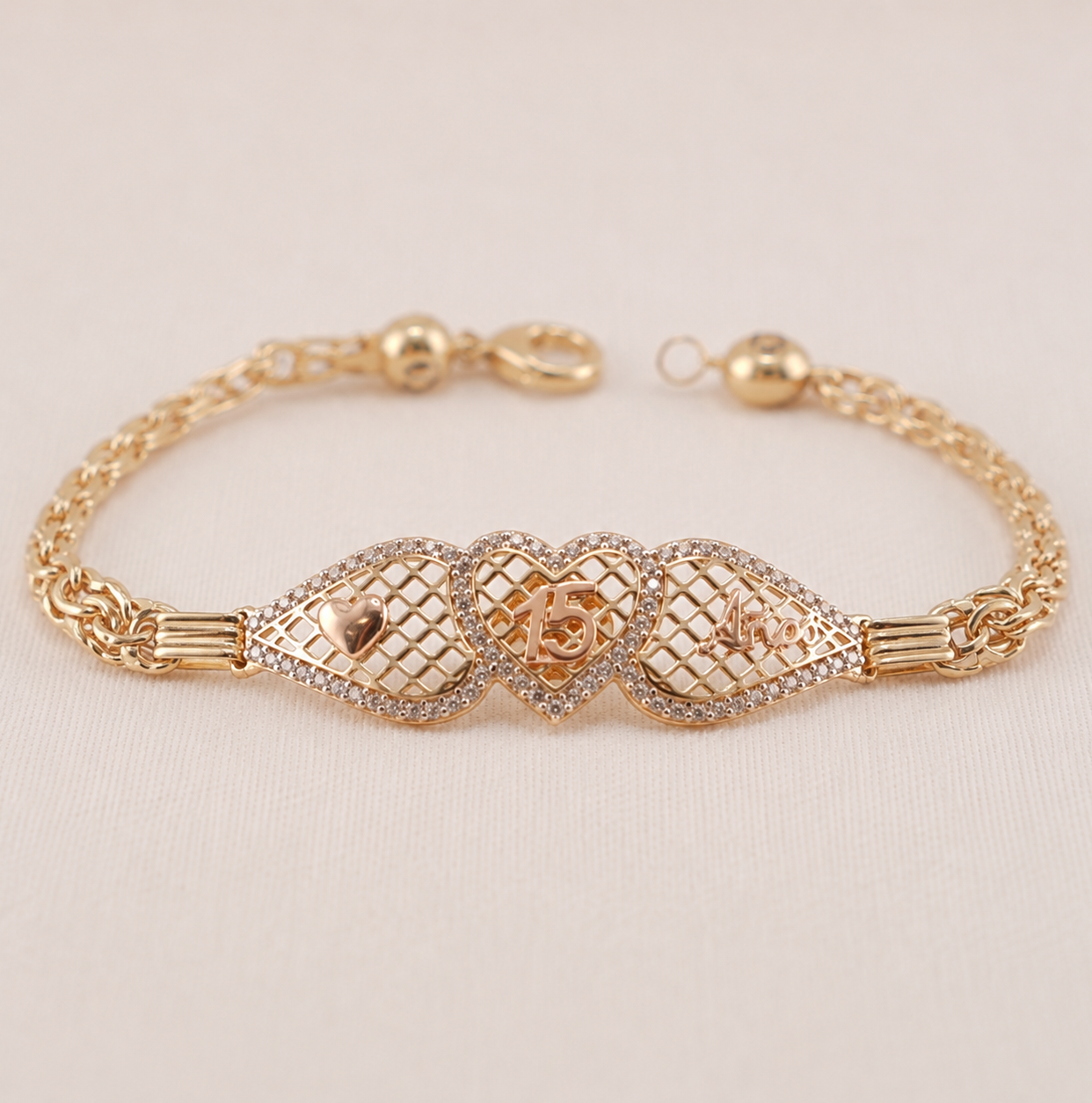 14k Gold Quinceañera Hollow Chino Bracelet