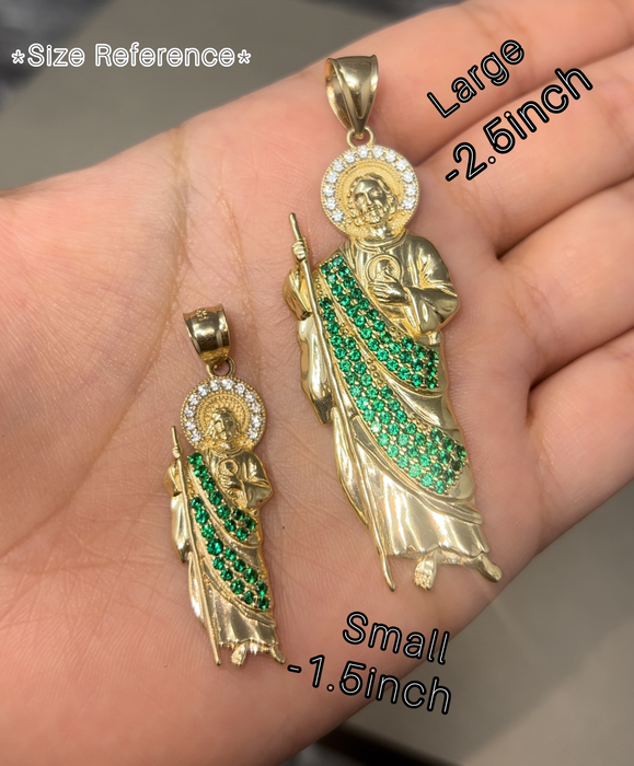 14k Gold Small San Judas Pendant or Chain Set