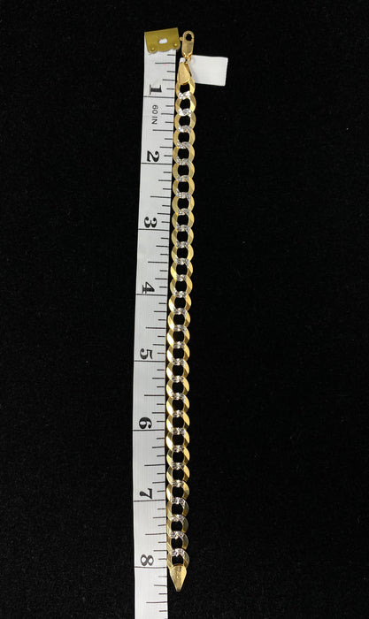 14k Gold Solid Diamond Cut Cuban Men’s Bracelet