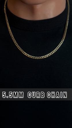 14k Gold Solid Curb Chain 5.5mm
