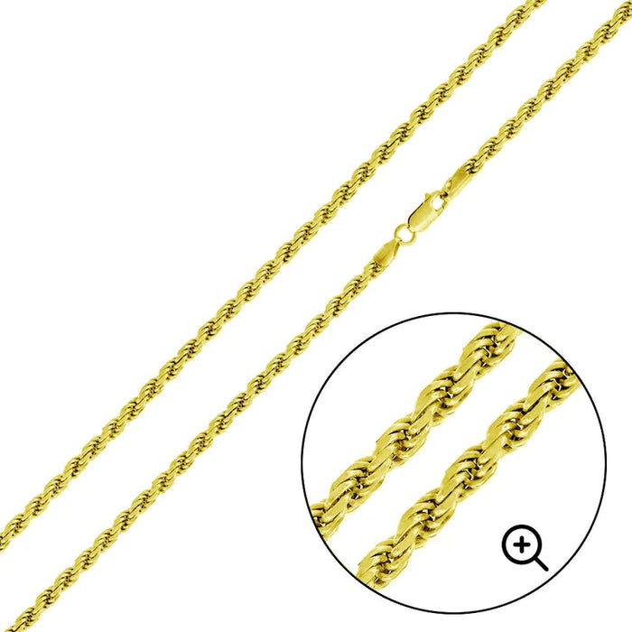 Silver 925 Gold Plated Rope 080 Bracelet 3.1mm - CH528B-GP