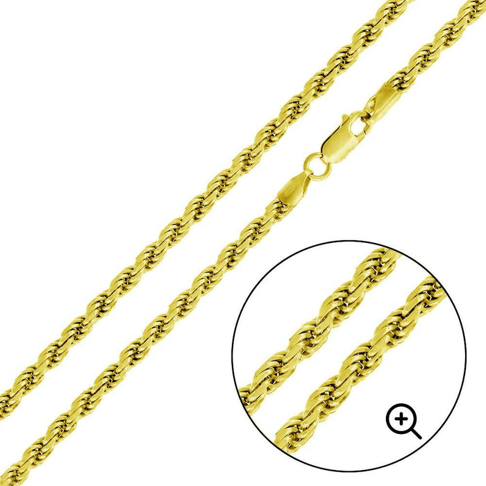 Silver 925 Gold Plated Rope 100 Bracelet 4.4mm - CH395B GP