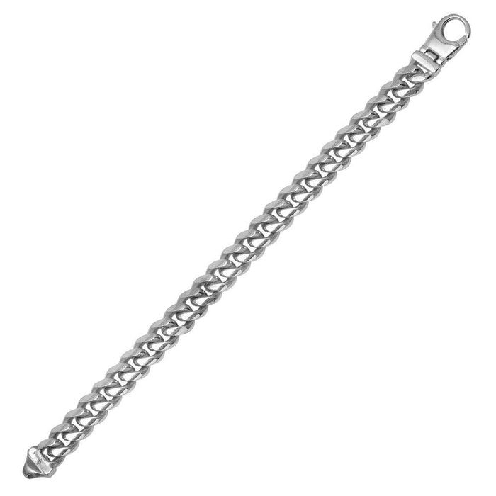 Silver 925 Rhodium Plated 2 Sided Miami Curb Bracelet 11mm - CH457 RH BR