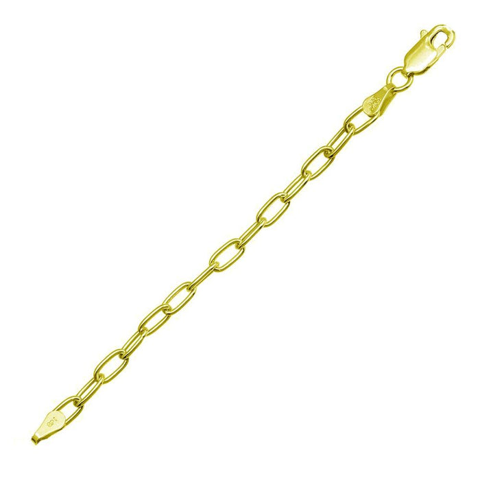 Silver 925 Gold Plated Oval Paperclip Link Bracelet 3.1mm - CH484B GP