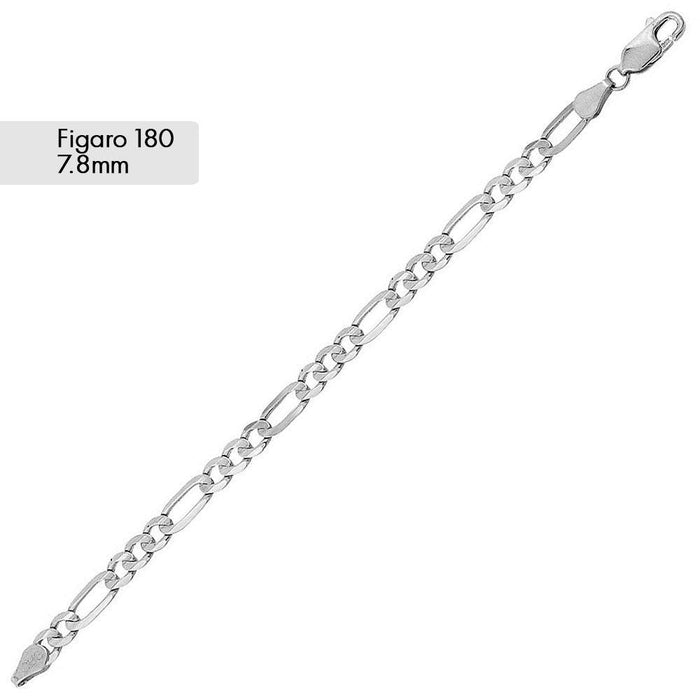 High Polished Figaro 180 Bracelet 7.8mm - CH608-BR