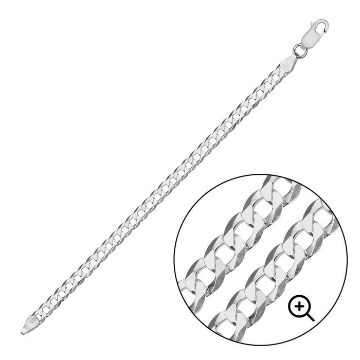 Silver 925 High Polished Curb 150 Bracelet 5.2mm - CH618-BR