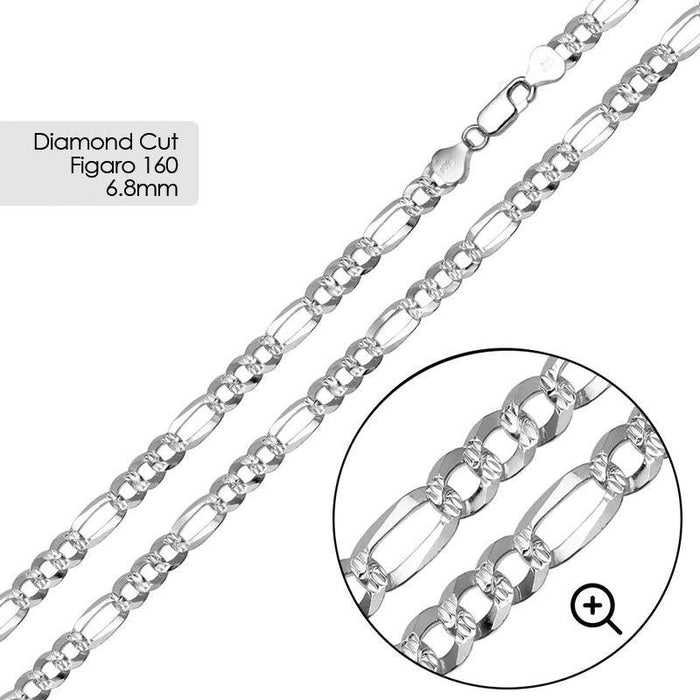 Diamond Cut Figaro 160 Chain 6.8mm - CH637B
