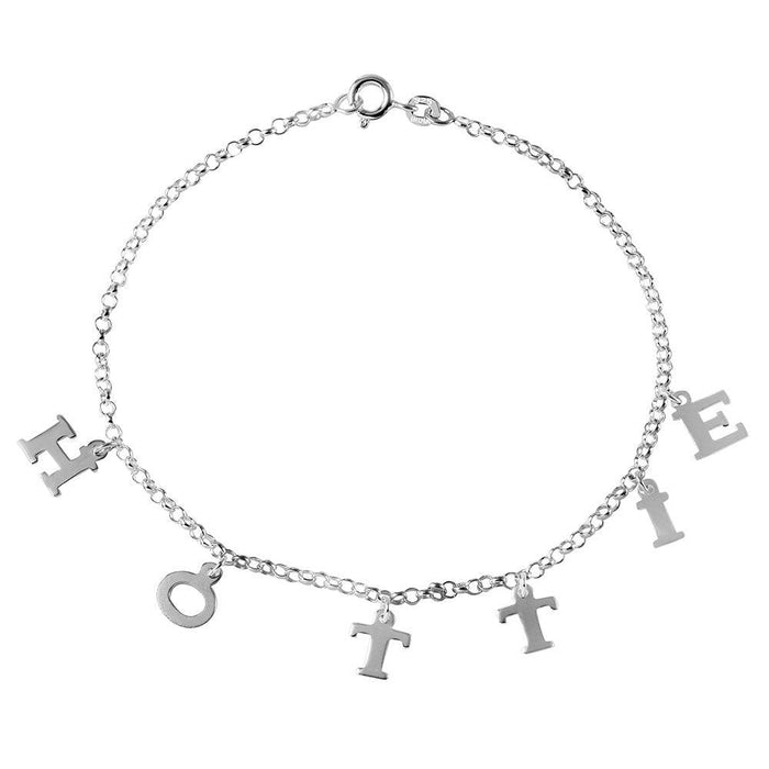 Silver 925 HOTTIE Charm Link Bracelet - CHB006
