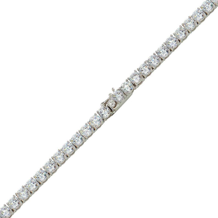 Silver 925 Rhodium Plated Round CZ Link Bracelet 5mm - CHCZ109B RH