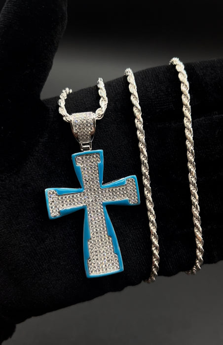 Silver .925 Enamel Cross(Glows in the Dark) pendant or chain set!