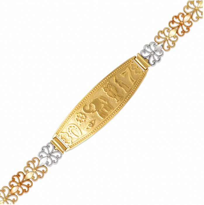14k Gold 3 Tone Goodluck Women's Bracelet