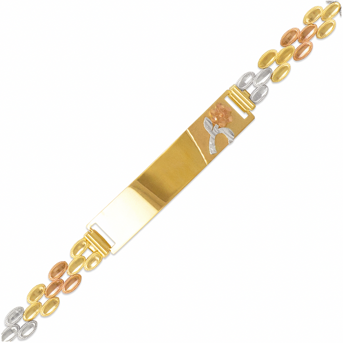 14k Gold 3 Tone ID Women's Bracelet