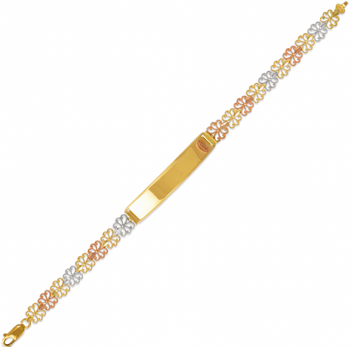 14k Gold 3 Tone Virgin Mary ID Women's Bracelet