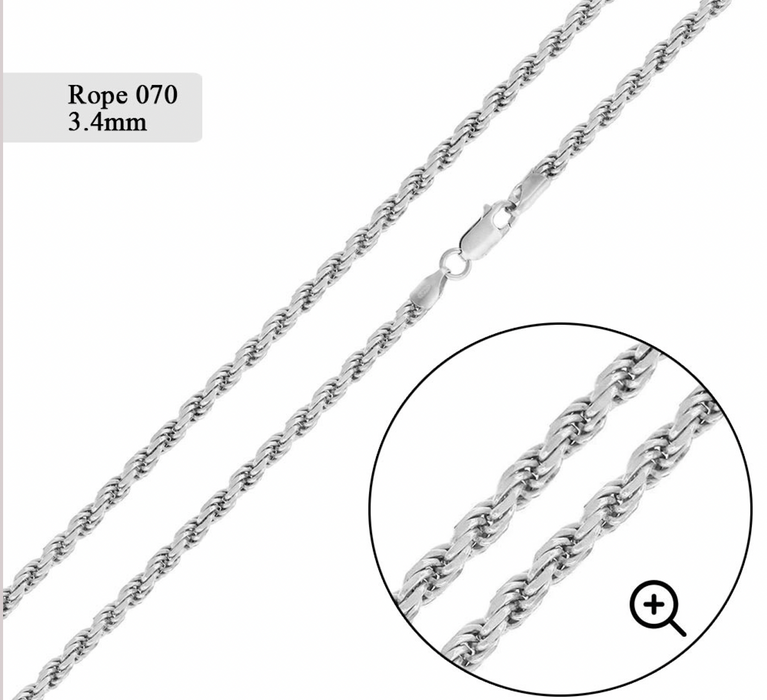 Silver .925 Rope Chain 3mm