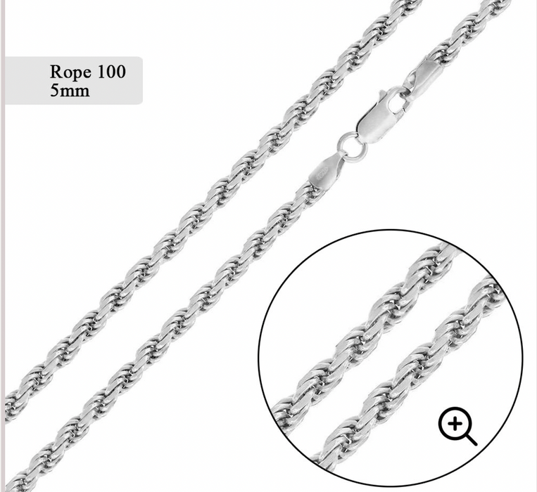 Silver .925 Rope Chain 5mm