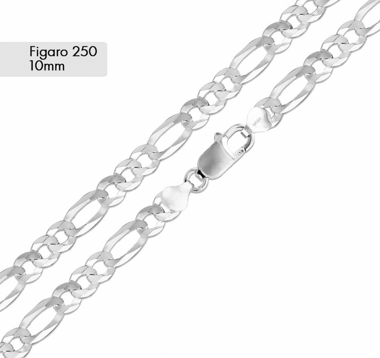 Silver .925 Figaro Chain 10mm