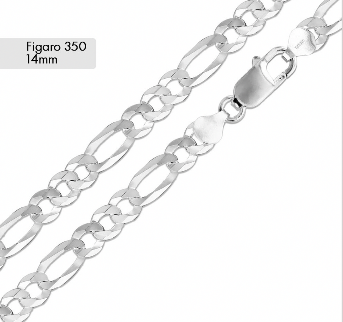 Silver .925 Figaro Chain 14mm — AB and J