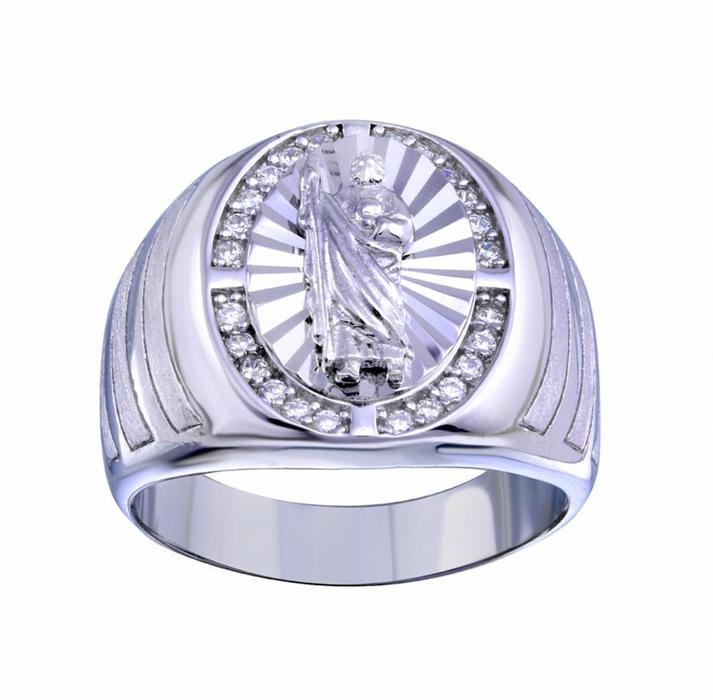 Silver .925 San Judas Ring w/ CZ