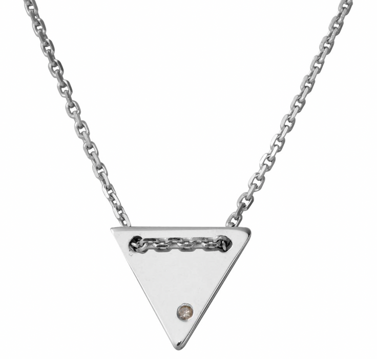 Silver .925 Triangle Shaped Necklace w/CZ