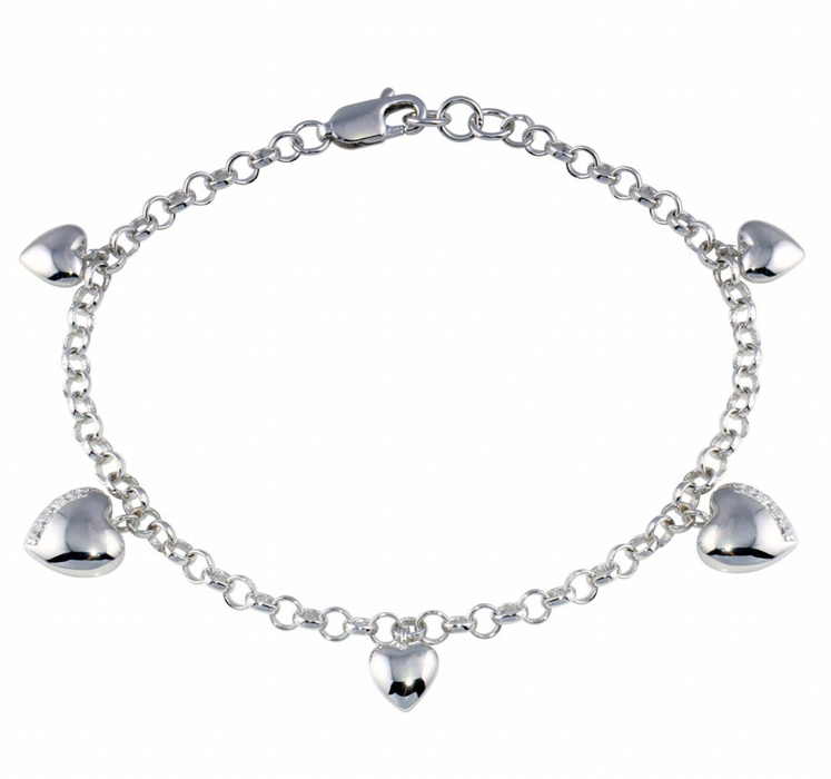 Silver .925 Heart Charm Bracelet