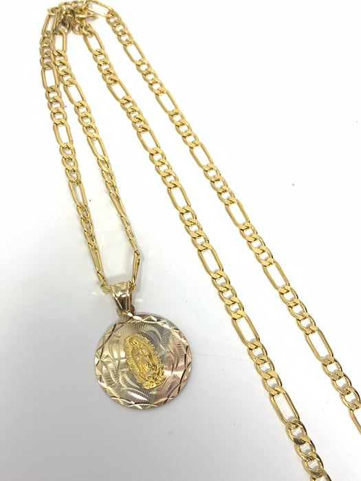 14k Gold Virgin Mary 3 tone ( pendant or chain set )