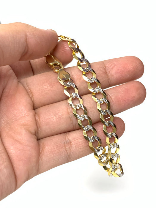 14k Gold Solid Cuban Bracelet w/Diamond cut Men’s (CH323)