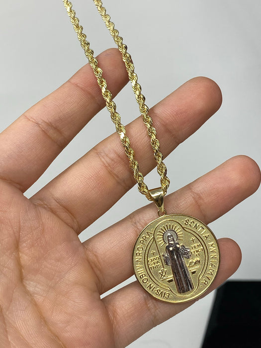 14k Gold San Benito 2 tone  Medium   ( pendant or chain set )