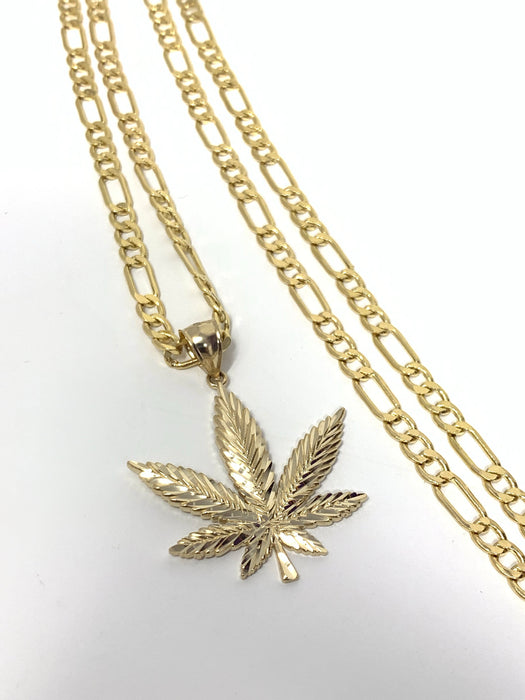 14k Gold Weed plant  ( pendant or chain set )