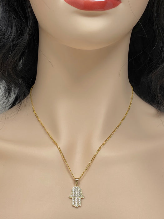 14k Gold hamsa with stones pendant or chain set! Women’s ( 14k real gold ! )