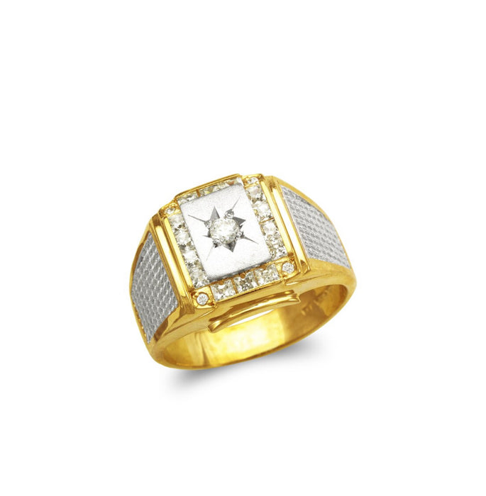 14k Gold Fancy ring with stones CZ ,  ring men’s ( custom made )