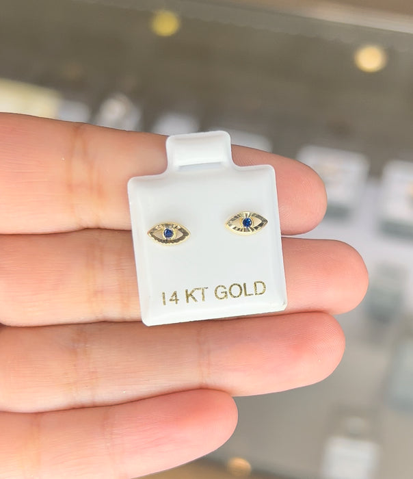 14K Gold Women’s Evil Eye Earrings