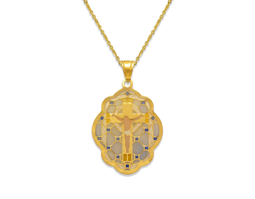 14k Gold Enamel Jesus Pendant (pendant only)