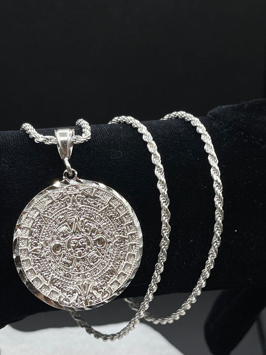 Silver .925 Medium Aztec calendar pendant or chain set!