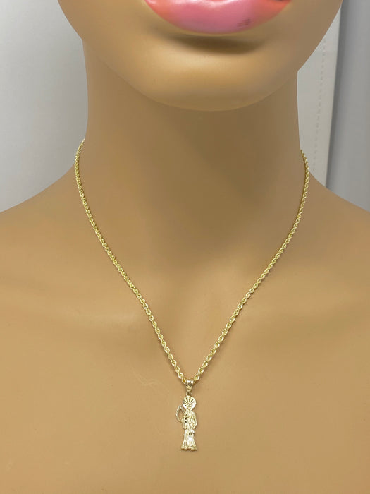 14k Gold Santa Muerte small pendant or chain set! Women’s