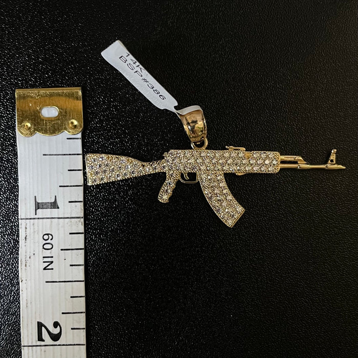 14k Gold Gun Pendant or Chain set (BSP386)