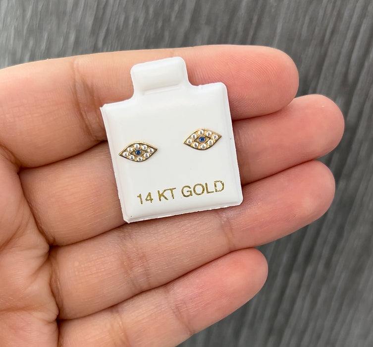 14K Gold Women’s Evil Eye Earrings
