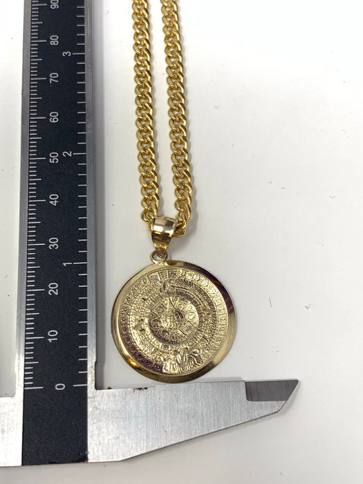 14k Gold Aztec calendar Medium  ( pendant or chain set )
