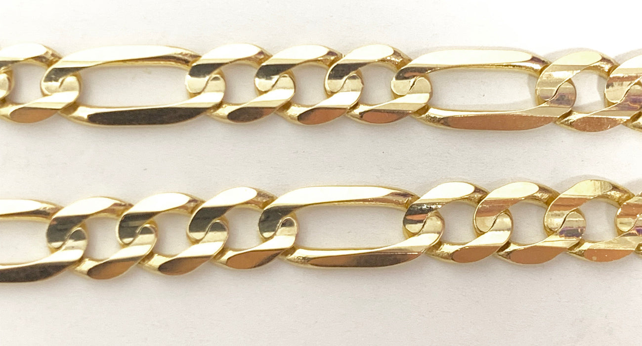 14k Gold Solid Figaro Men’s Bracelet 6mm 8 inch