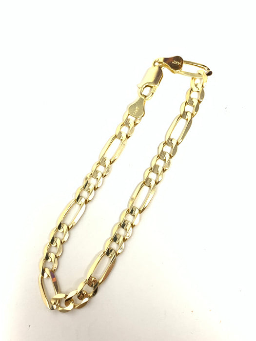 14k Gold Solid Figaro Men’s Bracelet 6mm 8 inch