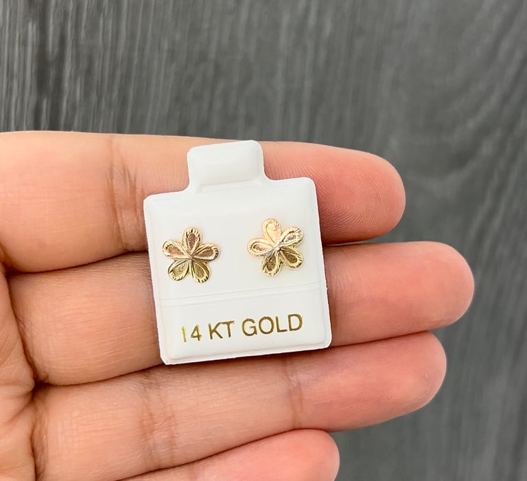 14K Gold Women’s 2 Tone Flower Earrings