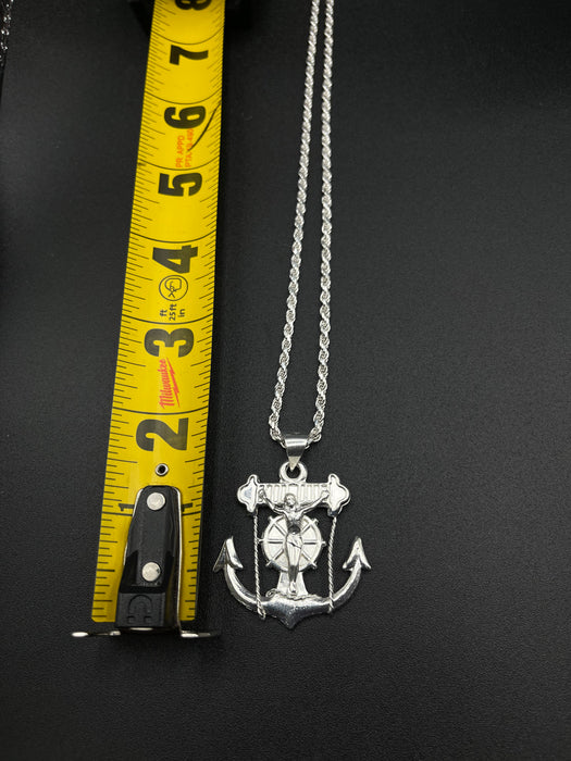 Silver .925 Medium anchor with Jesus pendant or chain set! — AB and J