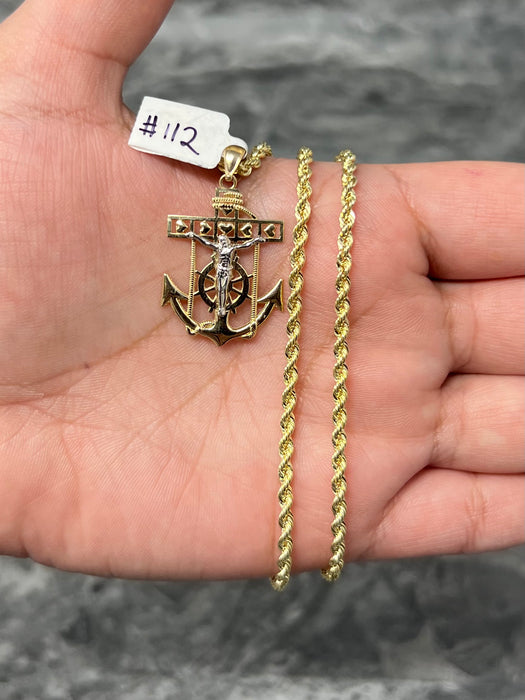14k Gold Anchor chain set