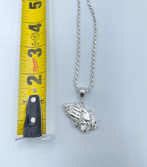 Silver .925 Medium Praying hands  pendant or chain set!
