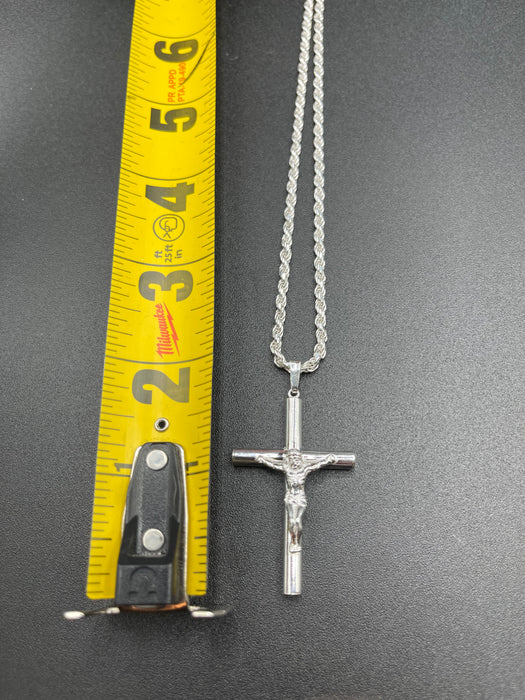 Silver .925 Medium Cross with Jesus  pendant or chain set!