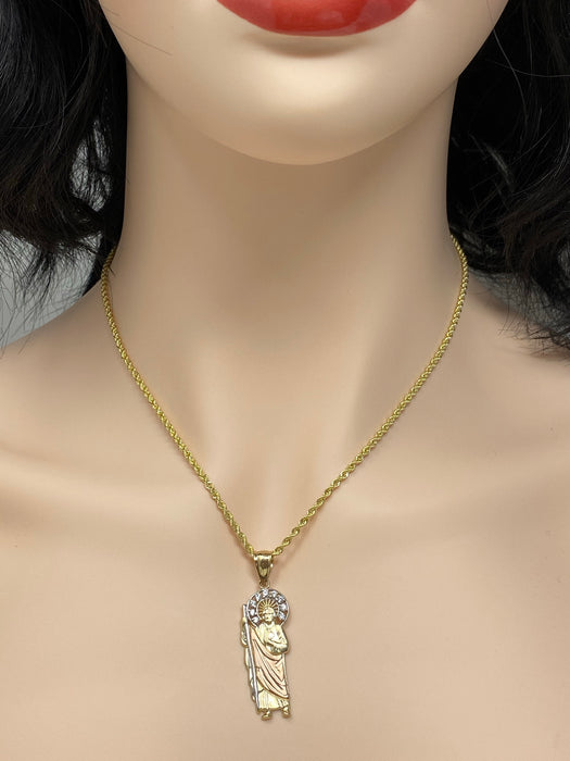 14k Gold san judas 3 tone with stones pendant or chain set! Women’s