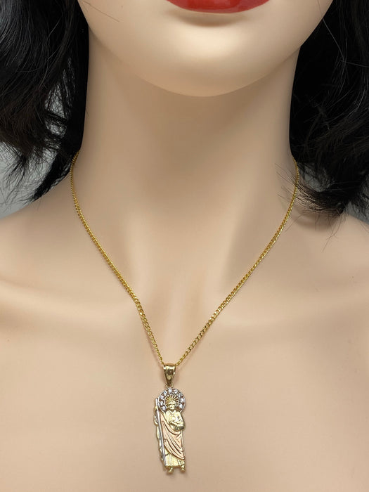 14k Gold san judas 3 tone with stones pendant or chain set! Women’s