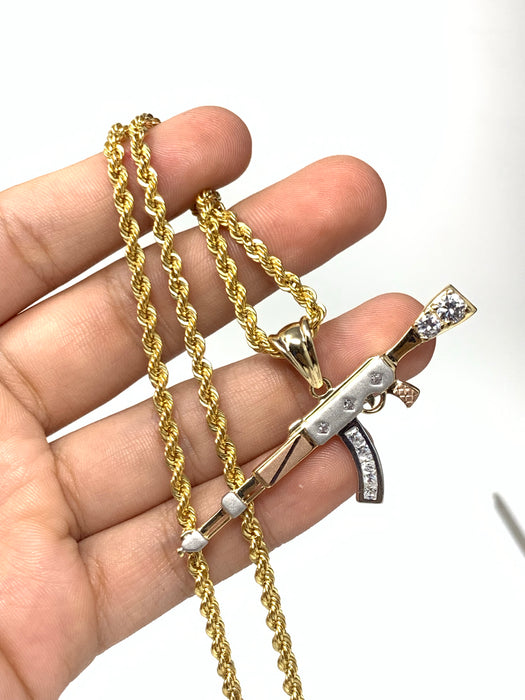 14k Gold 3 tone with stones 1 Medium  ( pendant or chain set )