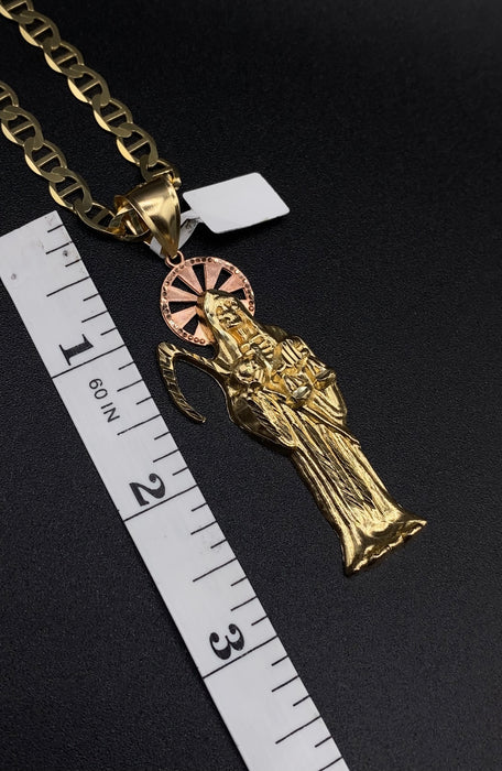 14k Gold Gucci Chain & Santa Muerte Pendant (chain set)