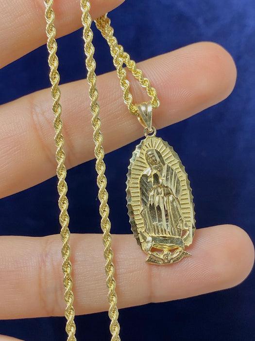 14k Gold Virgin Mary pendant or chain set! Women’s ( 14k real gold ! )